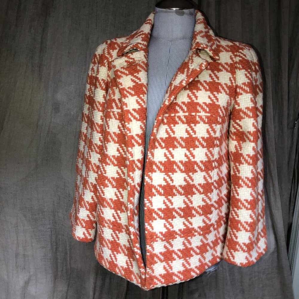 J. Crew Pumpkin Spice Houndstooth wool beautiful!! FIRM